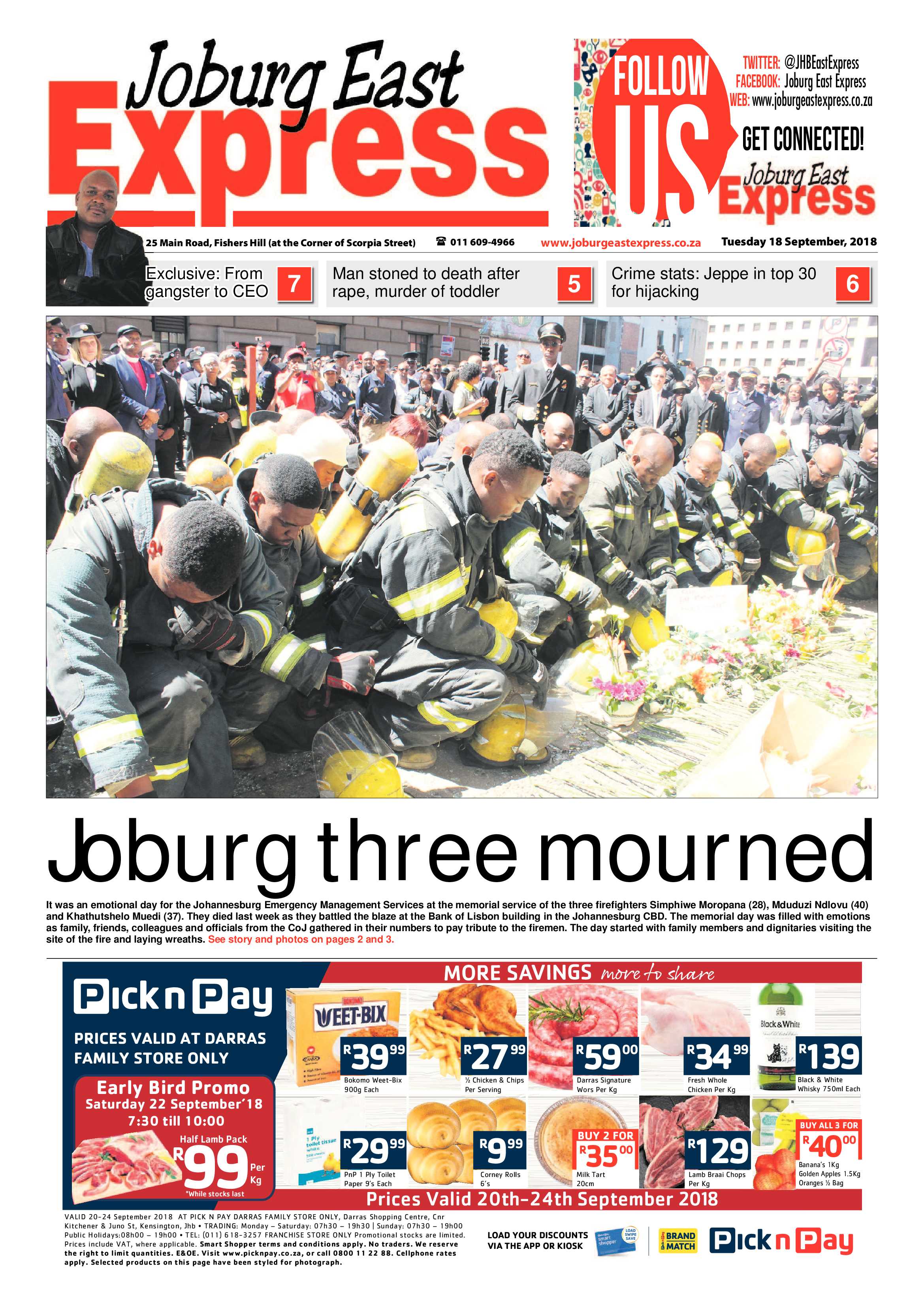 Joburg East Express 18 September 2018 page 1